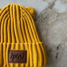 Charger l'image dans la galerie, Tuque mi-saison tricot jaune oreilles Deux par Deux