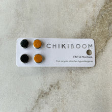 Charger l'image dans la galerie, Duo de boucles d'oreilles inox cuir orange et noir Chikiboom