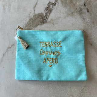 Pochette bleue Terrasse Copines Apéro Oclys Paris