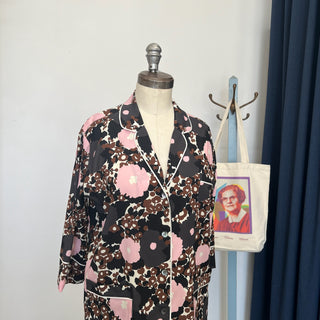 Chemise en soie à fleurs rose et brune Laura Urbinati