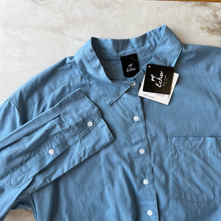 Robe chemise en coton bleu Echo