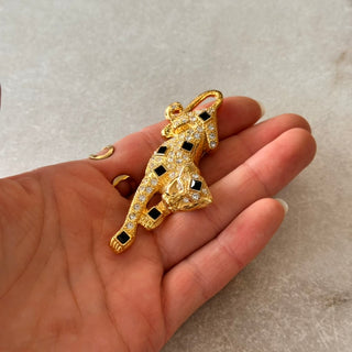 Broche vintage félin doré