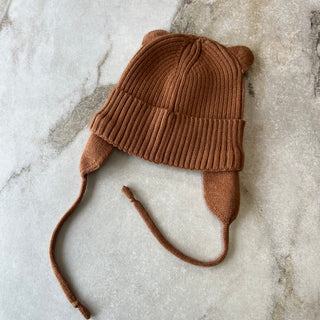 Tuque mi-saison tricot brun Deux par Deux 6/12 mois
