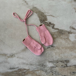 Mitaines mi-saison tricot rose Deux par Deux 6/12 mois