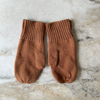 Mitaines mi-saison tricot brun Deux par Deux 5/8 ans