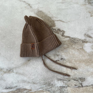 Tuque mi-saison tricot brun/beige Deux par Deux 18/24 mois