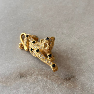 Broche vintage félin doré