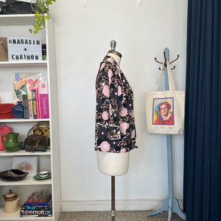 Chemise en soie à fleurs rose et brune Laura Urbinati