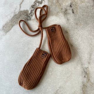 Mitaines mi-saison tricot brun Deux par Deux