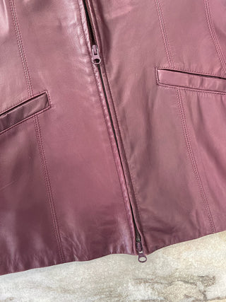 Veste de cuir rouge vin Danier