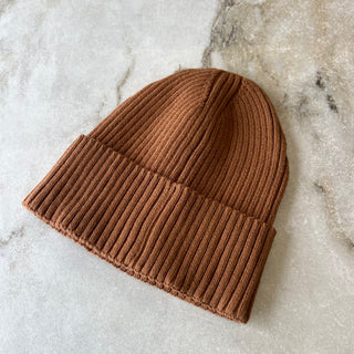 Tuque mi-saison tricot brun Deux par Deux 5/8 ans