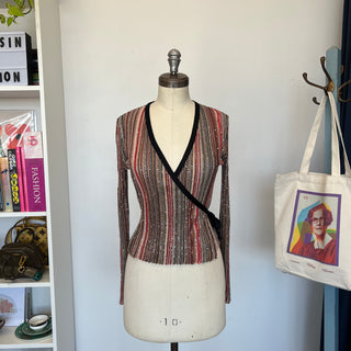 Haut à encolure en V rayures verticales et paillettes Missoni