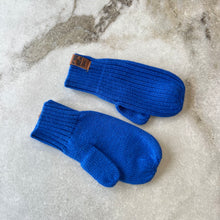 Charger l'image dans la galerie, Mitaines mi-saison tricot bleu Deux par Deux
