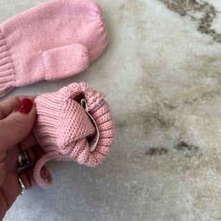 Mitaines mi-saison tricot rose Deux par Deux 6/12 mois
