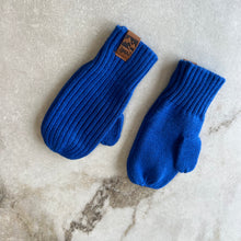 Charger l'image dans la galerie, Mitaines mi-saison tricot bleu Deux par Deux
