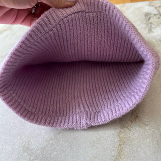 Tuque mi-saison tricot lilas Deux par Deux