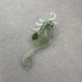 Figurine hippocampe vert en verre