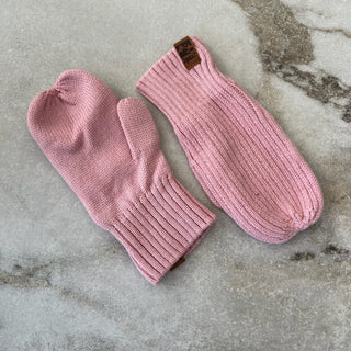 Mitaines mi-saison tricot rose Deux par Deux 5/8 ans
