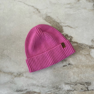 Tuque mi-saison tricot rose Deux par Deux 10/14 ans