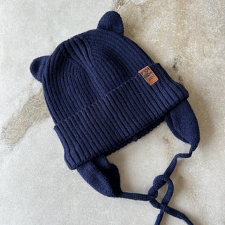 Tuque mi-saison tricot bleu marin Deux par Deux 6/12 mois