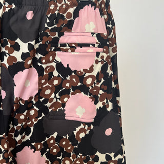 Pantalon en soie à fleurs rose et brune Laura Urbinati