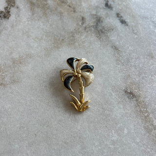 Broche palmier noir et beige