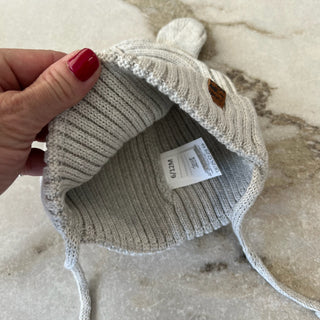 Tuque mi-saison tricot gris Deux par Deux 6/12 mois