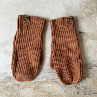 Mitaines mi-saison tricot brun Deux par Deux 5/8 ans