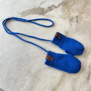 Mitaines mi-saison tricot bleu Deux par Deux 6/12 mois