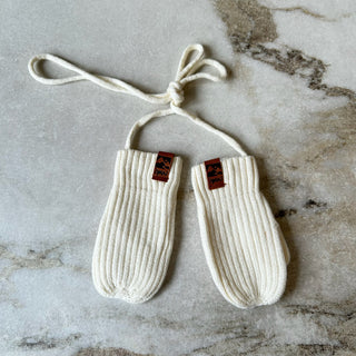 Mitaines mi-saison tricot crème Deux par Deux 6/12 mois