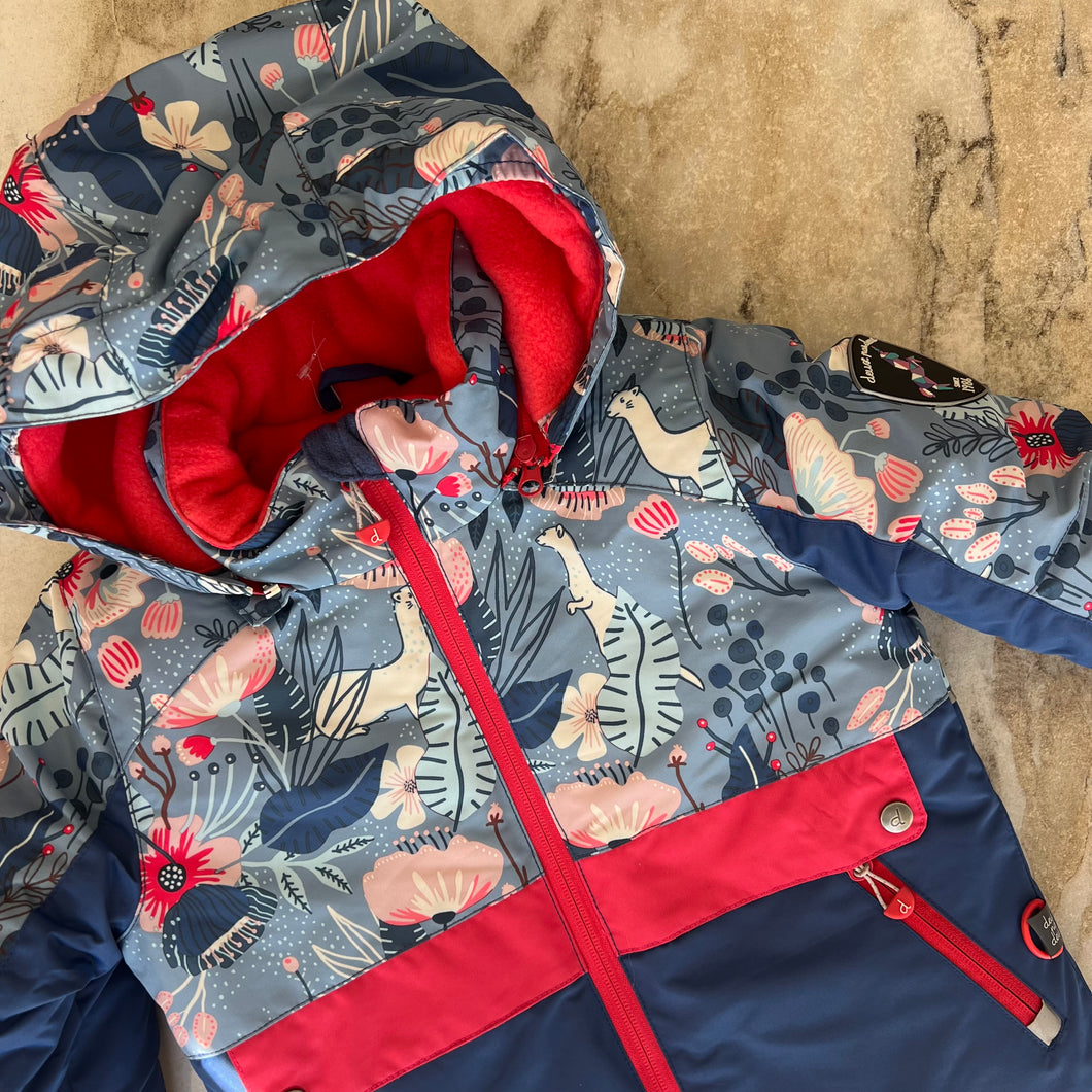 Manteau d'hiver rose et bleu avec fleurs Deux par Deux