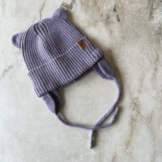 Tuque mi-saison tricot mauve Deux par Deux 6/12 mois