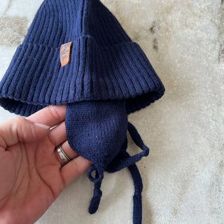 Tuque mi-saison tricot bleu marin Deux par Deux 6/12 mois