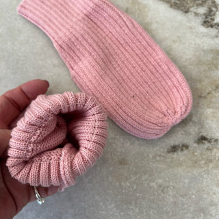 Mitaines mi-saison tricot rose Deux par Deux 5/8 ans