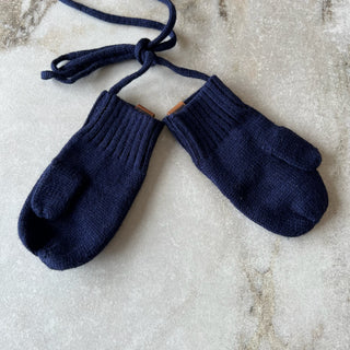 Mitaines mi-saison tricot bleu Deux par Deux