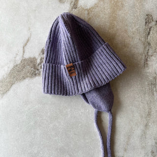 Tuque mi-saison tricot mauve Deux par Deux 6/12 mois