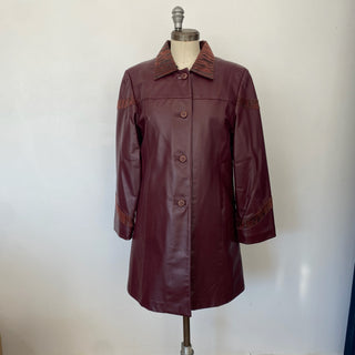 Manteau en cuir rouge vin Lavoie Morin cuir et fourrures