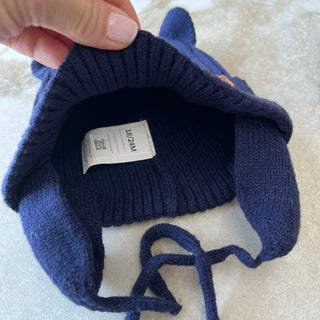 Tuque mi-saison tricot bleu marin Deux par Deux 6/12 mois