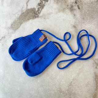 Mitaines mi-saison tricot bleu Deux par Deux 6/12 mois