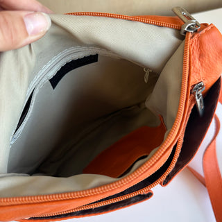 Sac bandoulière en cuir orange