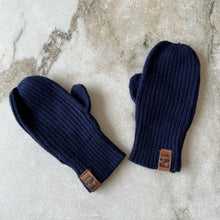 Charger l'image dans la galerie, Mitaines mi-saison tricot bleu Deux par Deux
