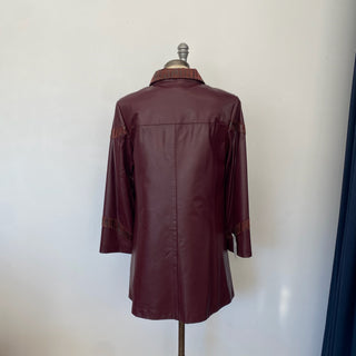 Manteau en cuir rouge vin Lavoie Morin cuir et fourrures