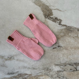 Mitaines mi-saison tricot rose Deux par Deux 5/8 ans