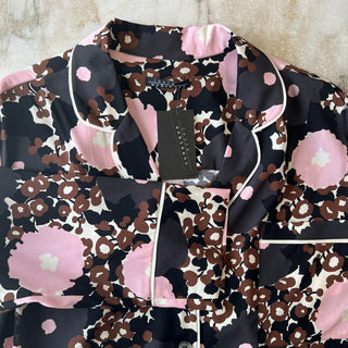 Chemise en soie à fleurs rose et brune Laura Urbinati
