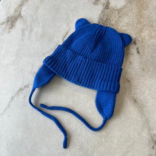 Tuque mi-saison tricot bleu Deux par Deux 6/12 mois
