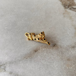 Broche vintage félin doré
