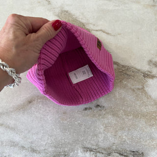Tuque mi-saison tricot rose Deux par Deux 10/14 ans