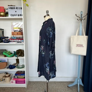 Robe chemise en lin fleurie