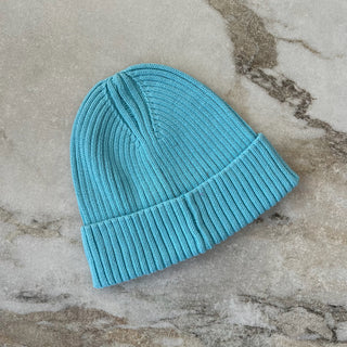 Tuque mi-saison tricot bleu Deux par Deux