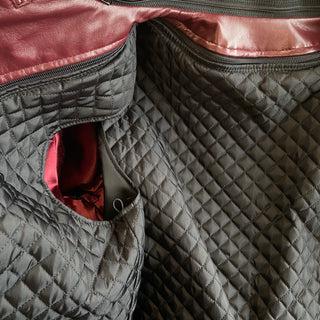 Manteau en cuir rouge vin Lavoie Morin cuir et fourrures